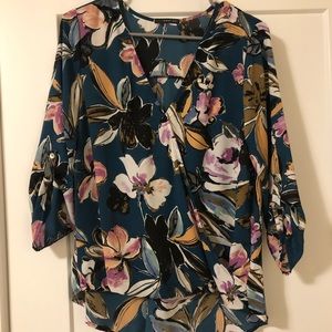 Stitch Fix floral faux wrap high low blouse